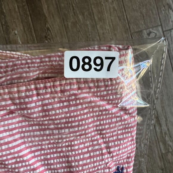 Polo Ralph Lauren Mens Seersucker Pinstripe Skull Embroidered Swim Shorts M Red - Picture 8 of 8